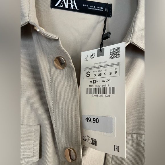 Zara Drawstring Waist Oversized Shirt NWT - Picture 6 of 8